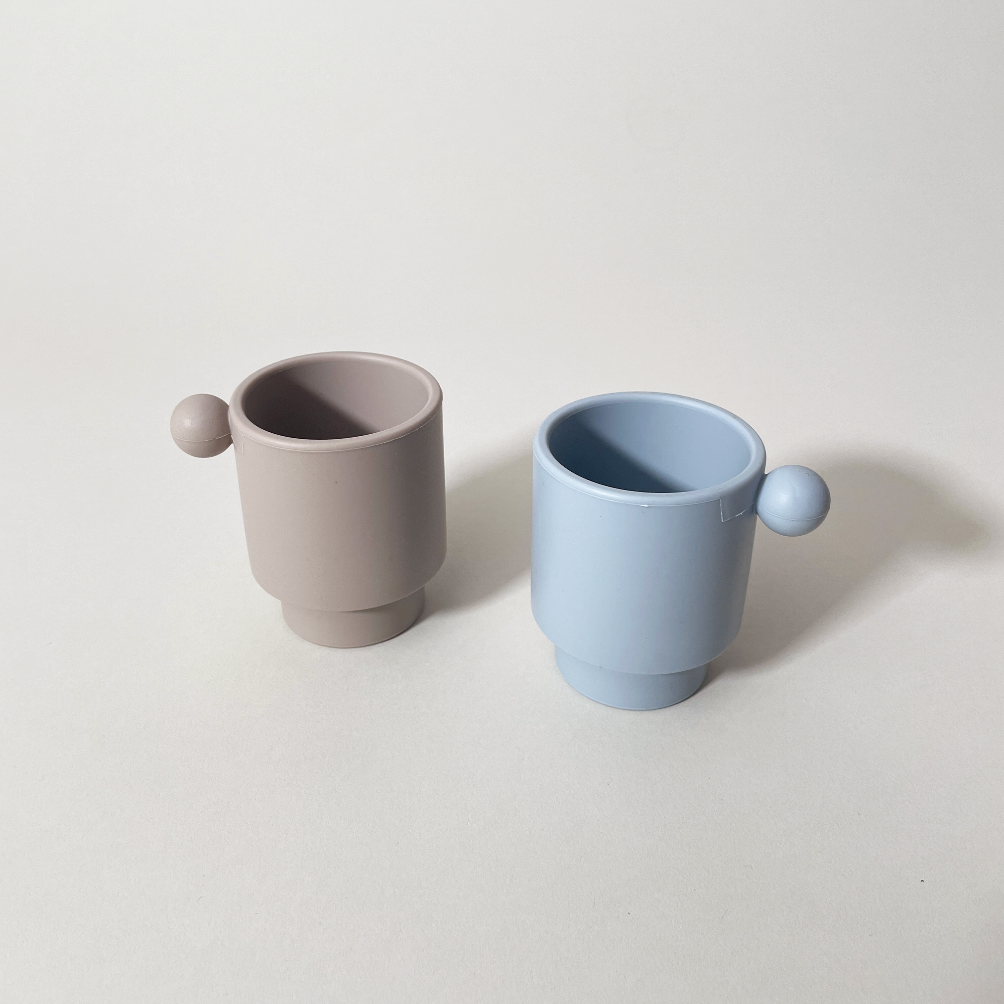 OYOY LIving Design Tiny Silicone Children's Cups, Dusty Blue & Clay