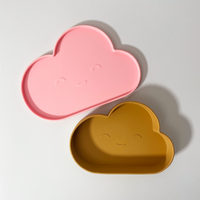 OYOY Living Design Cloud-Shaped Silicone Plate & Bowl Set for Children, Coral & Caramel