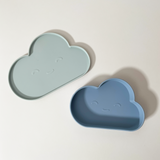 OYOY Living Design Cloud-Shaped Silicone Plate & Bowl Set for Children, Tourmaline & Pale Mint