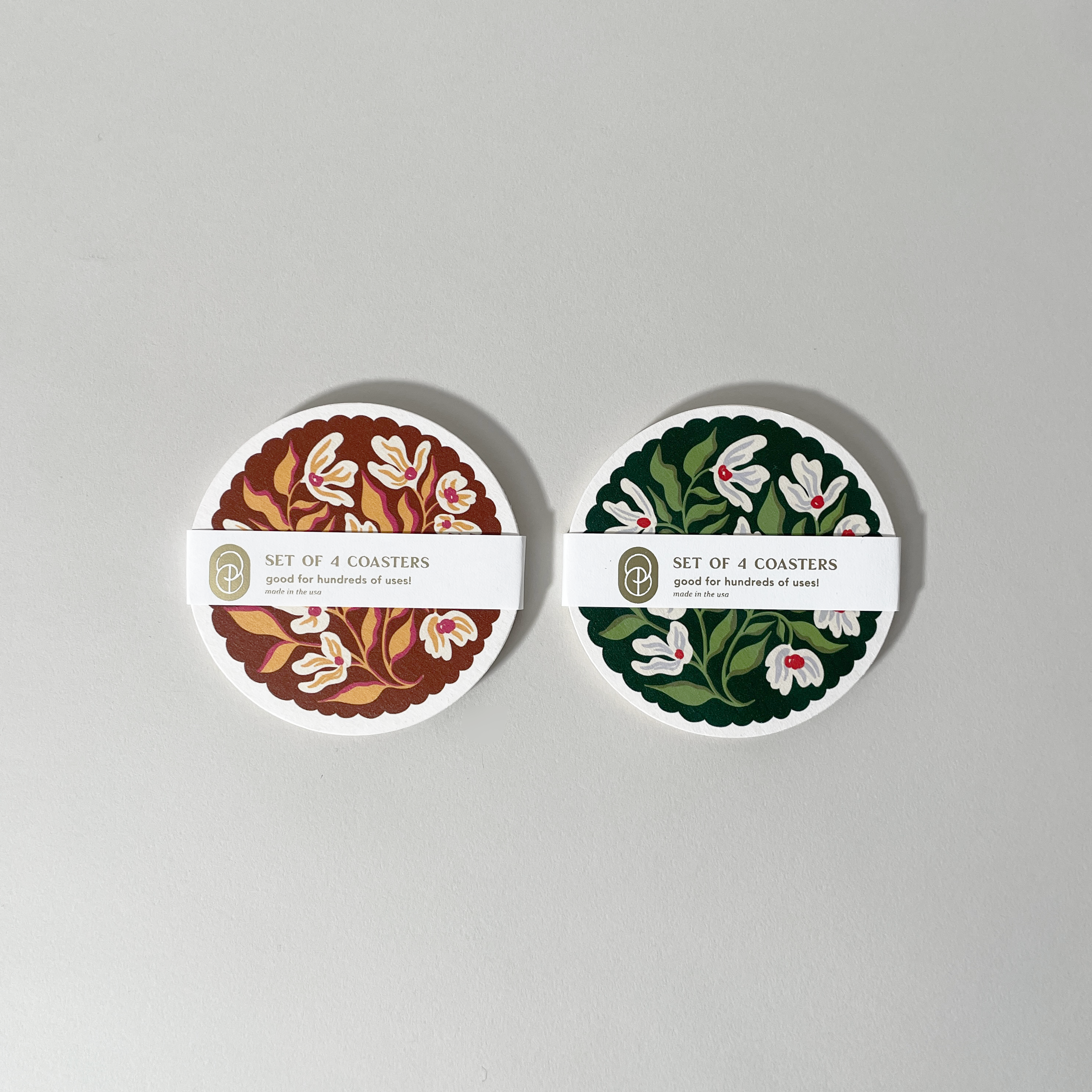 Flora & Fauna Paper Coasters, Set of 4