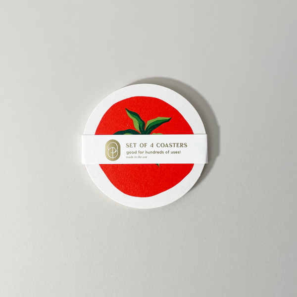 One & Only Paper Tomato Paper Coasters, Set of Four