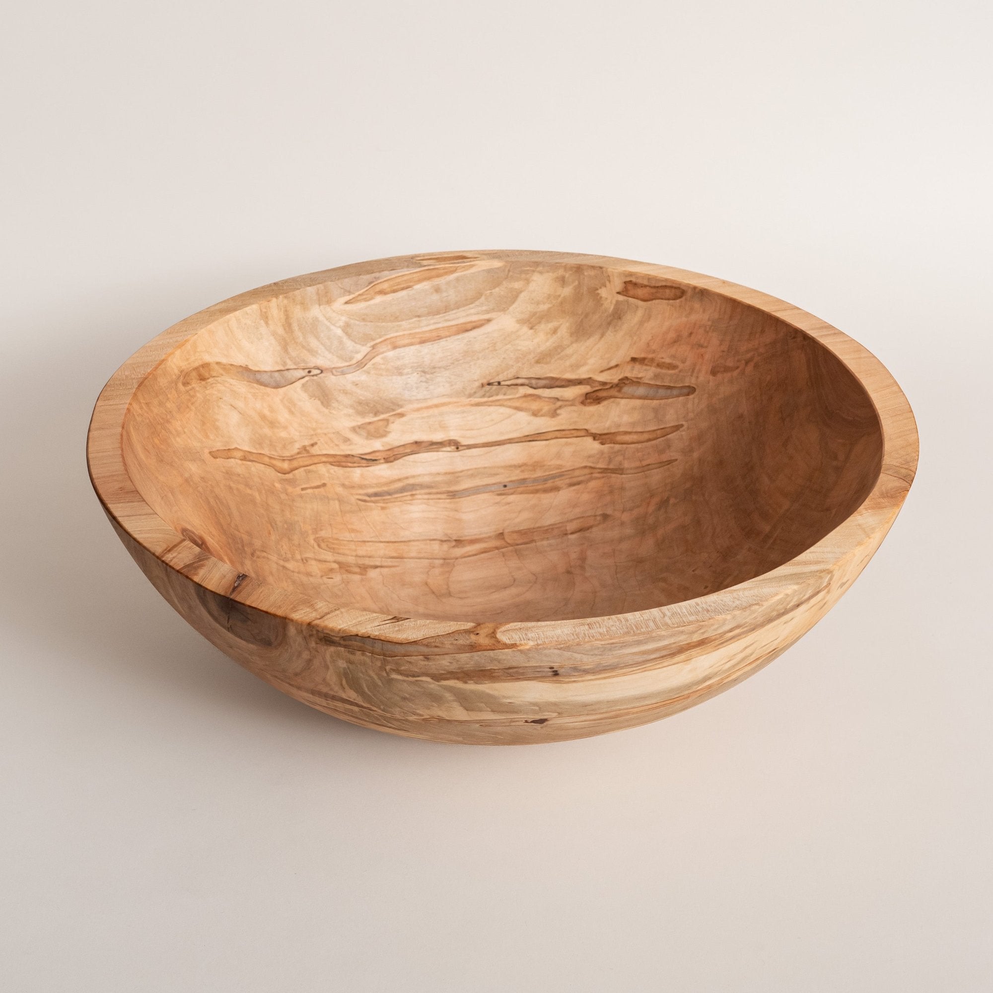 Peterman's Boards & Bowls Spalted Maple Turned Wood Salad Bowls, Medium 15"