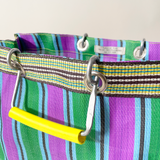 Puebco Striped Recycled Plastic Handle Tote, Purple & Green, Detail