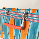 Puebco Striped Recycled Plastic Handle Tote, Blue & Orange, Detail