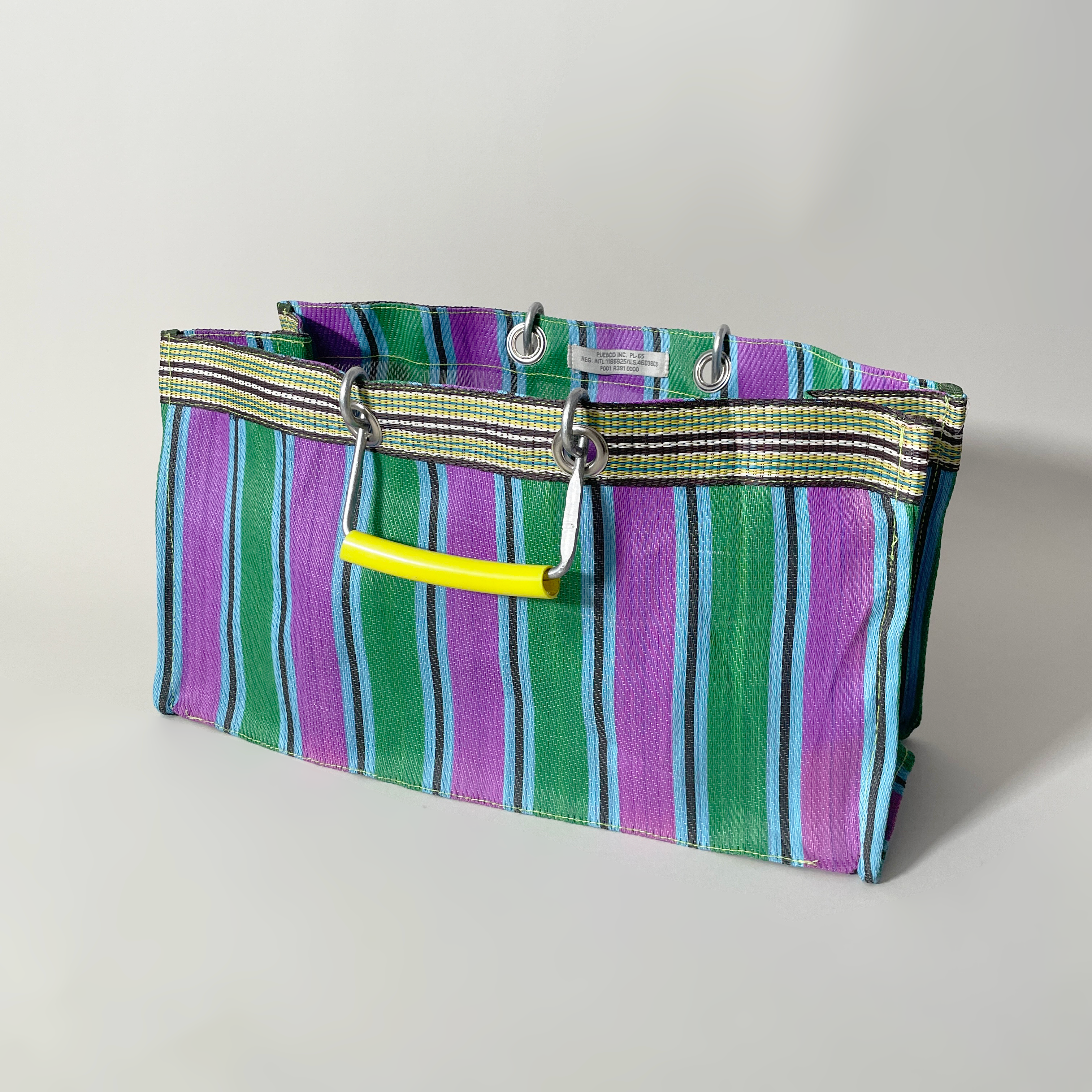 Puebco Striped Recycled Plastic Handle Tote, Purple & Green
