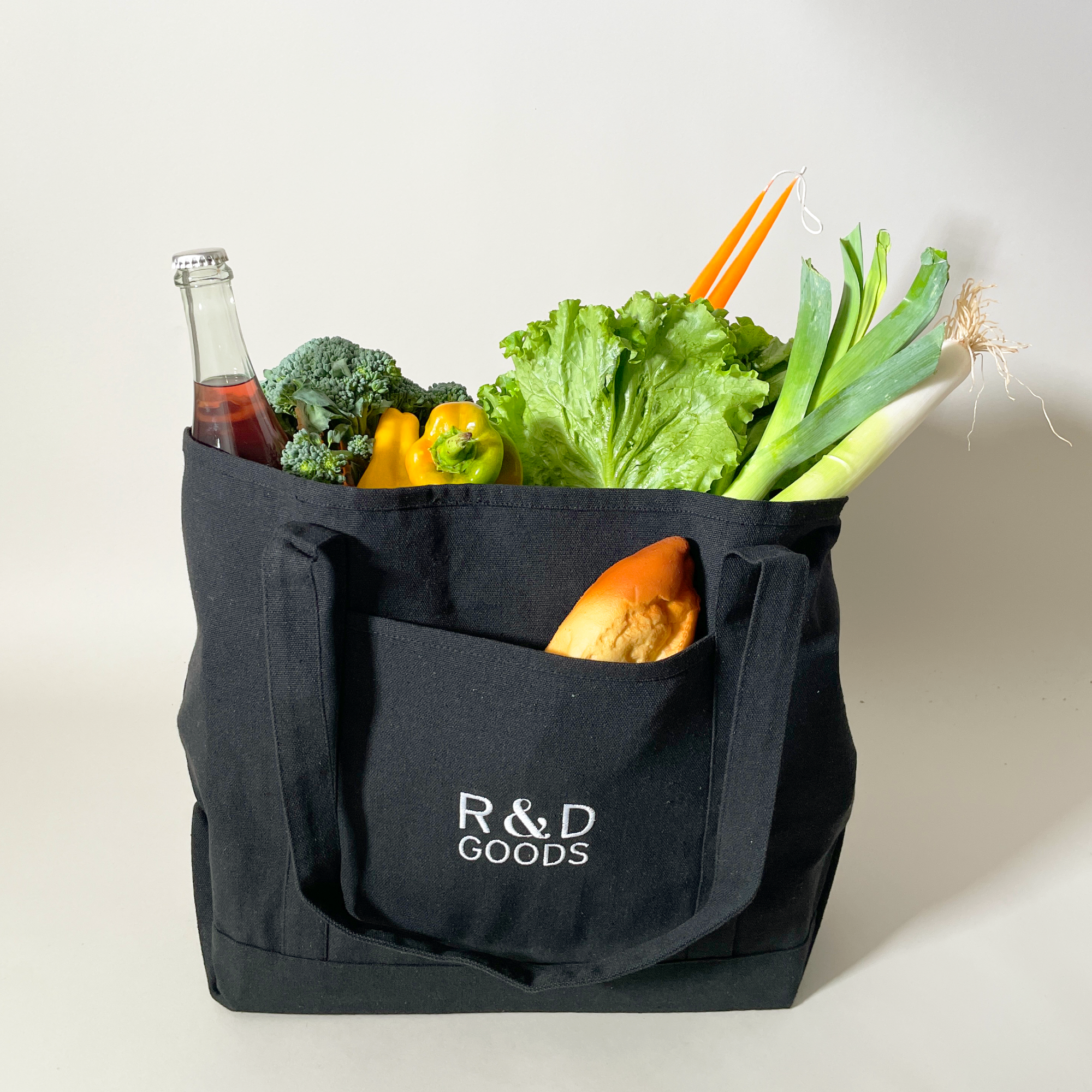 R&D Goods Cotton Canvas Tote Bag – Logo Pocket, Durable