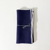 Stitched Border Linen Napkins, Set of 2