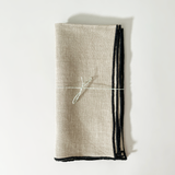 Stitched Border Linen Napkins, Set of 2