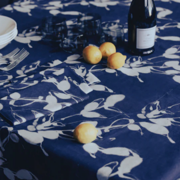 Porto Print Denim Tablecloth