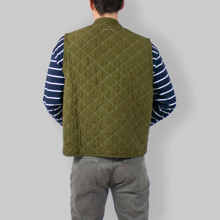 Quilted Snap Vest, Olive