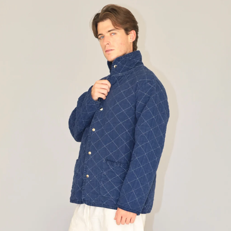Quilted Snap Jacket, Navy