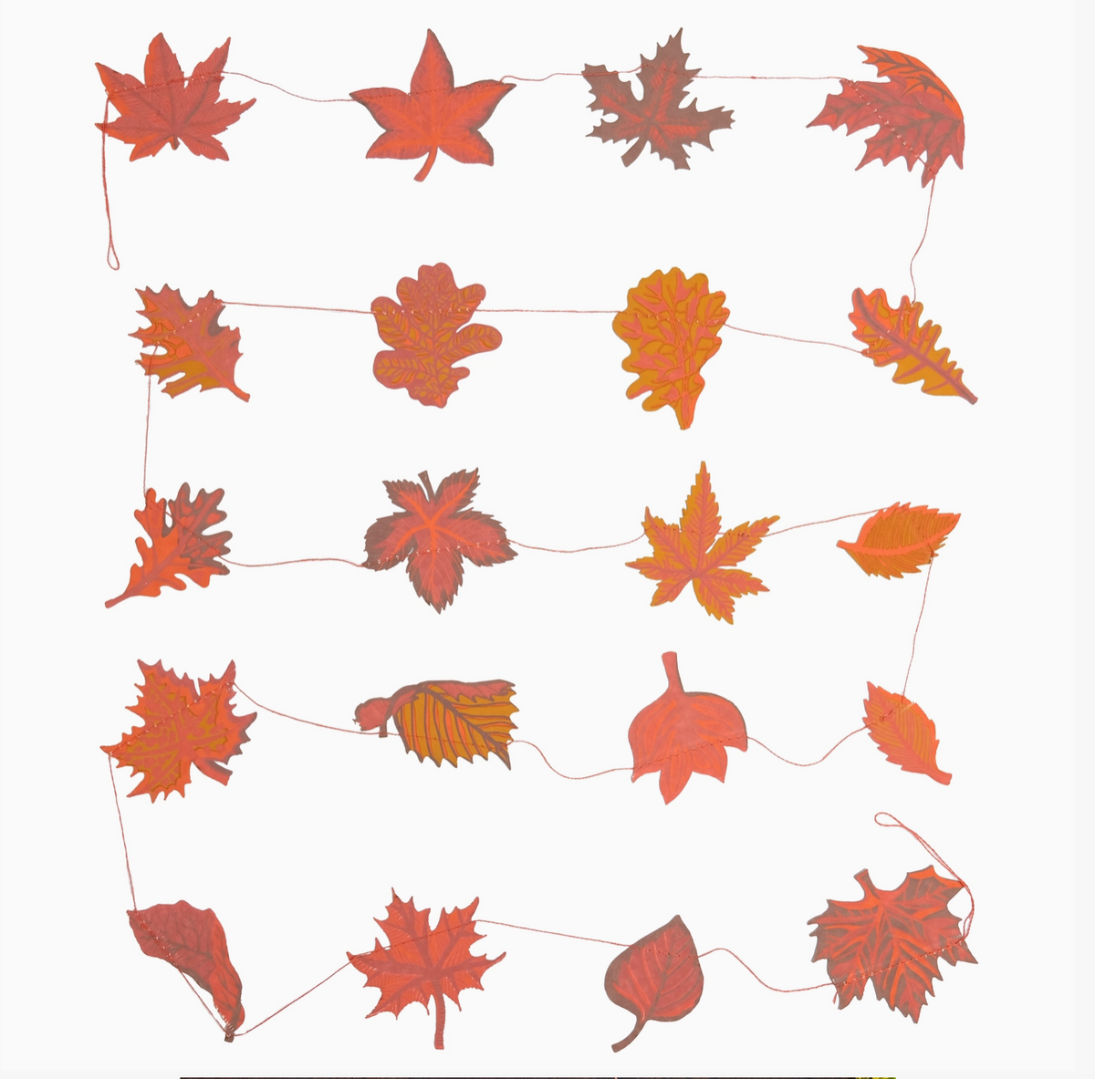 Autumn Leaves Sewn Paper Garland