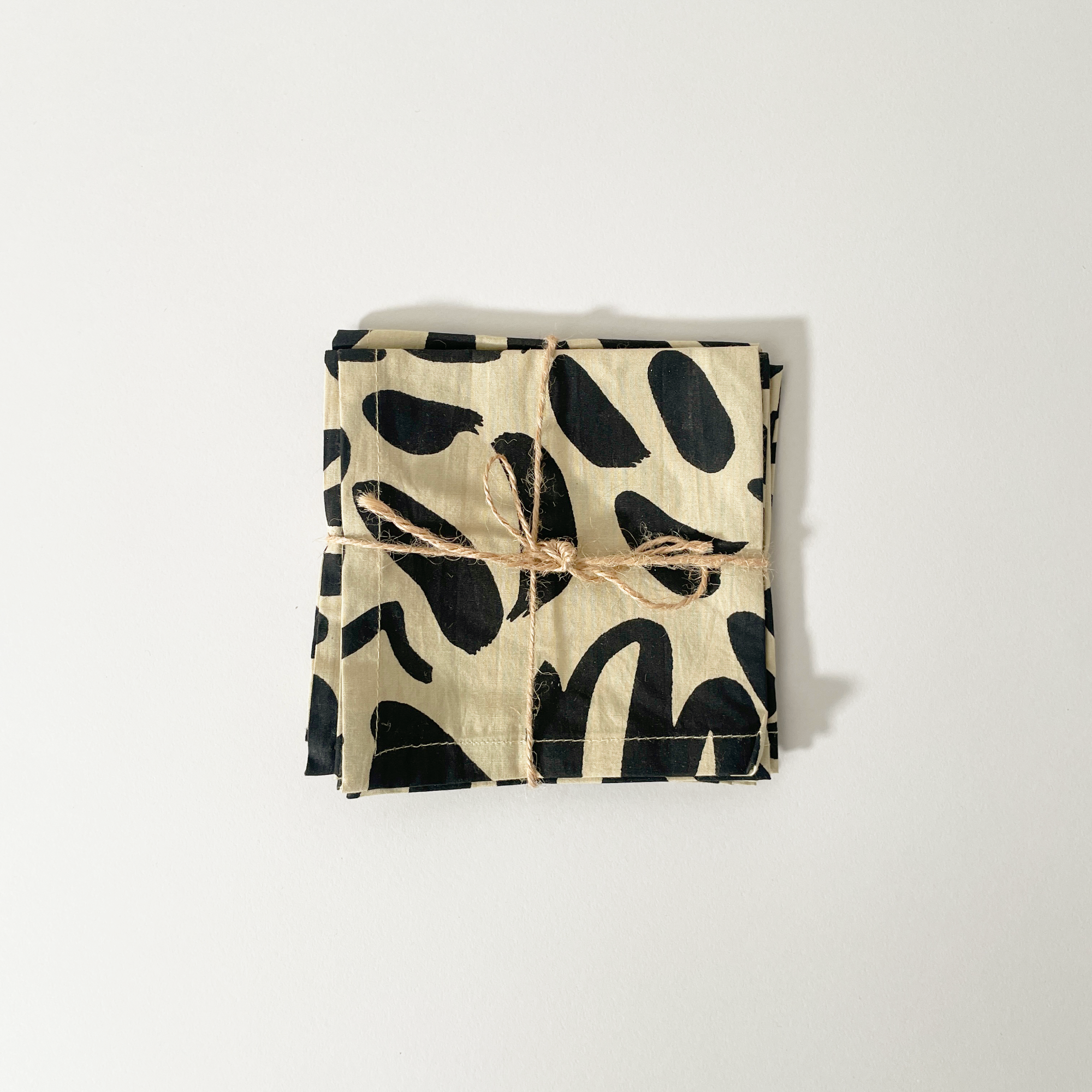 See Design Colorful Cotton Cocktail Napkins Sonnet Black & Khaki