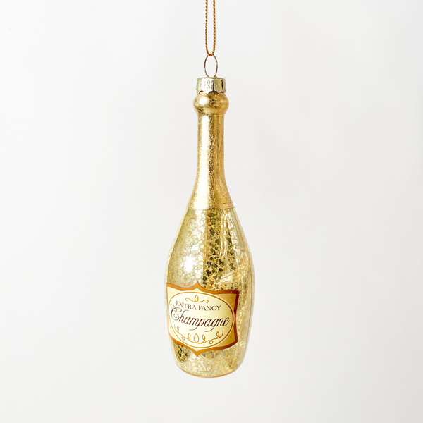 Champagne Bottle Blown Glass Ornament