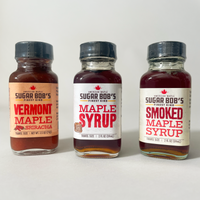 Sugar Bob's Finest Kind Mini Maple Syrups - Travel Size - Maple Sriracha, Maple Syrup, Smoked Maple