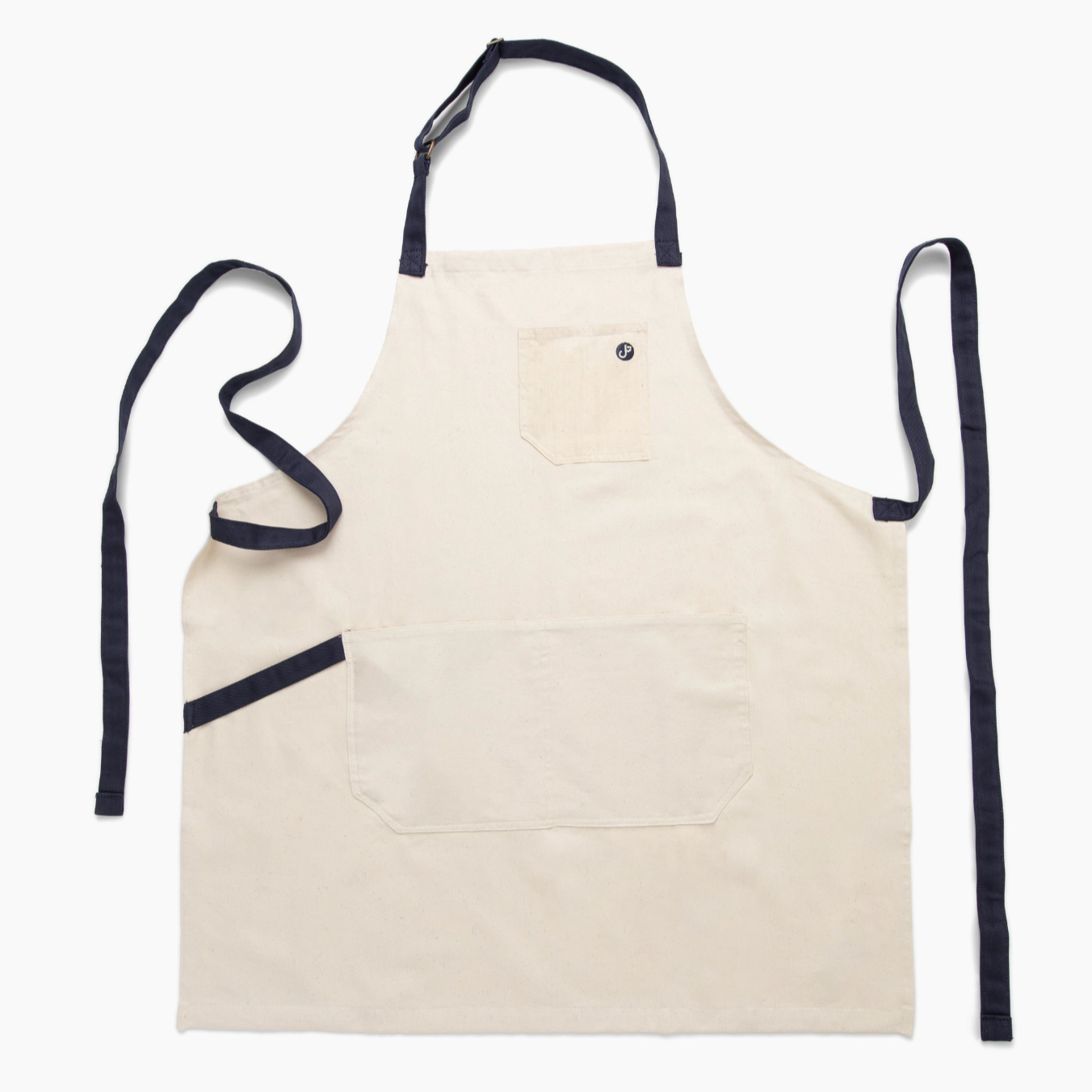 TIL Natural Apron with Navy Straps – Durable Cotton Twill with Navy Straps & Pockets