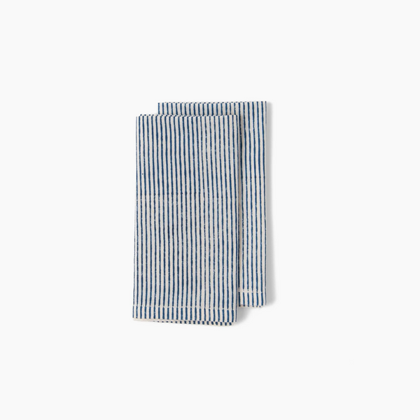 TIL Navy Block Printed Napkins, Set of 4 – 100% Cotton, 20 × 20 in.