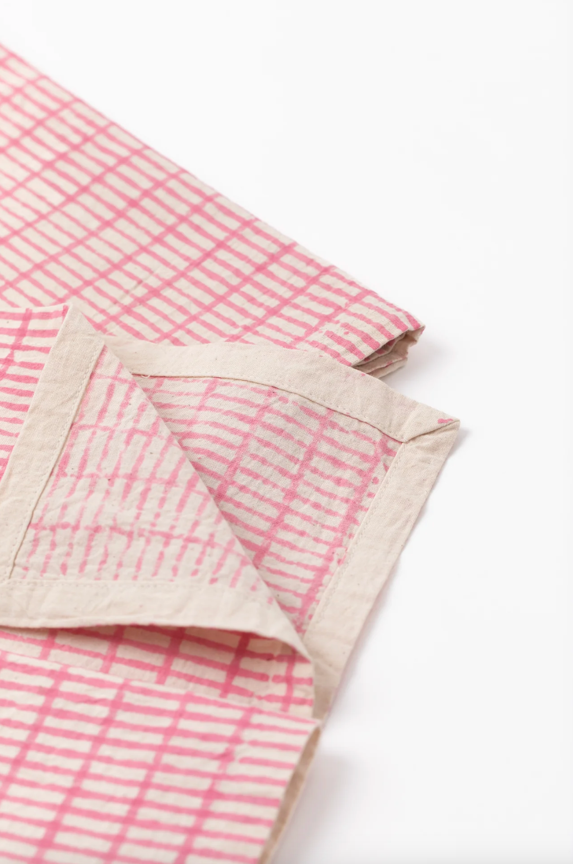 TIL Pink Block Printed Cotton Napkins, Set of 4, Detail 2