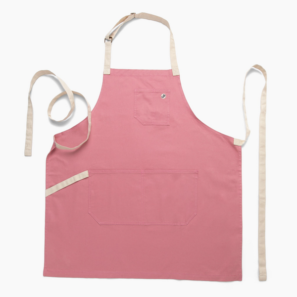 TIL Pink/Blossom Apron with Natural Straps - Durable Cotton Twill with Adjustable Straps