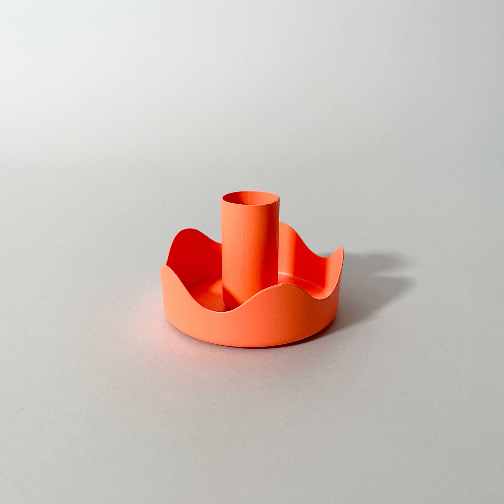 The Colour Emporium Wavy Powder-Coated Metal Candle Holder, Orange