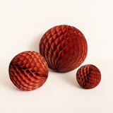 The Conscious Honeycomb Paper Ball Decorations, Set of 3, Brown