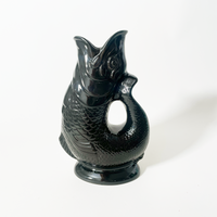 The Original Gluggle Jug Factory Ceramic Fish-Shaped Jug, Large Black