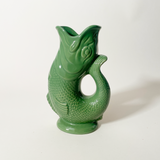 The Original Gluggle Jug Factory Ceramic Fish-Shaped Jug, Medium Green