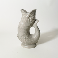 The Original Gluggle Jug Factory Ceramic Fish-Shaped Jug, Medium Mushroom