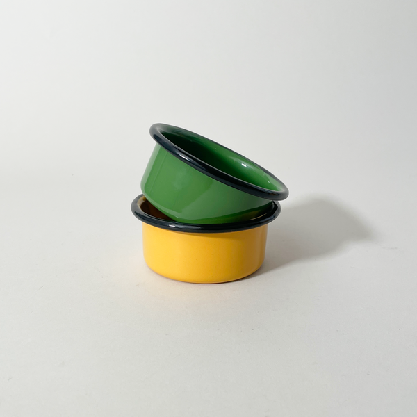 Utilitario Mexicano Enamelware Ramekin, Nopal Green & Mustard Yellow