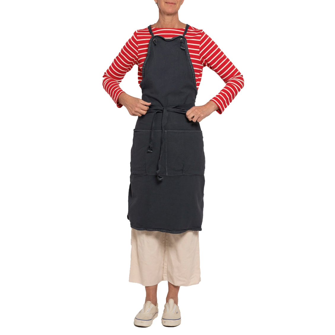 Utility Canvas Charcoal Full Apron – Garment-Dyed with 5 Pockets