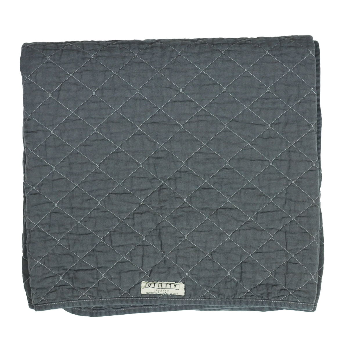 Utility Canvas Charcoal Throw Blanket – Soft, Durable 100% Cotton Quilted