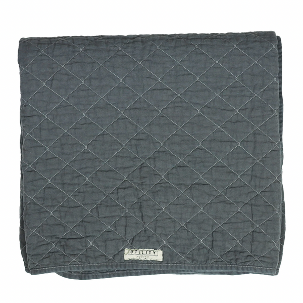 Utility Canvas Charcoal Throw Blanket – Soft, Durable 100% Cotton Quilted