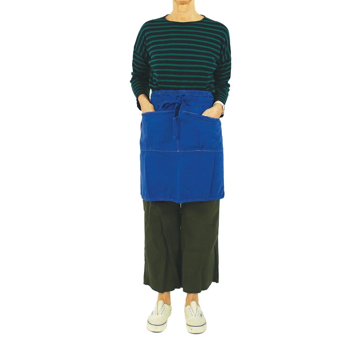 Utility Canvas Indigo Half Apron – Garment-Dyed with 5 Pockets