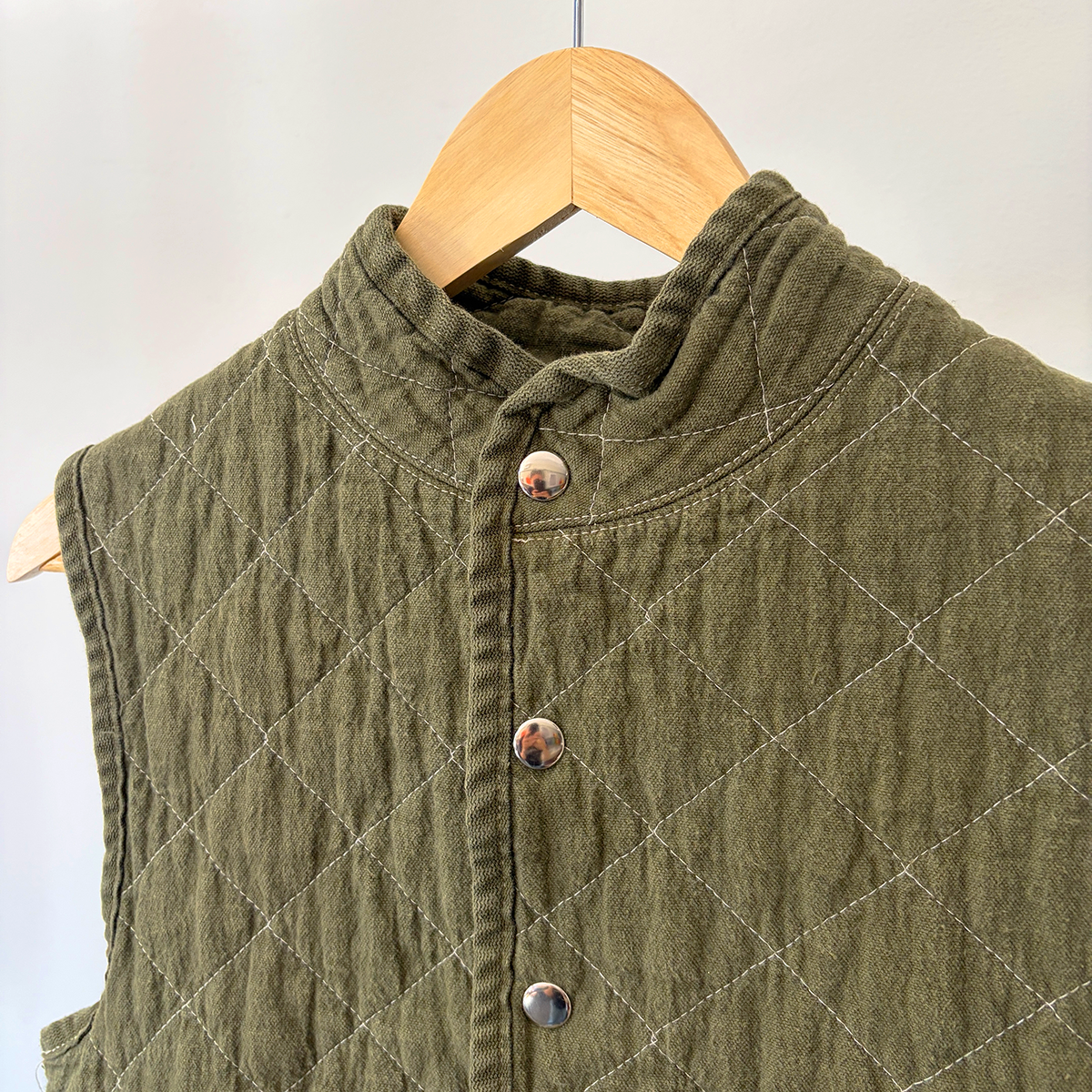 Quilted Snap Vest, Olive