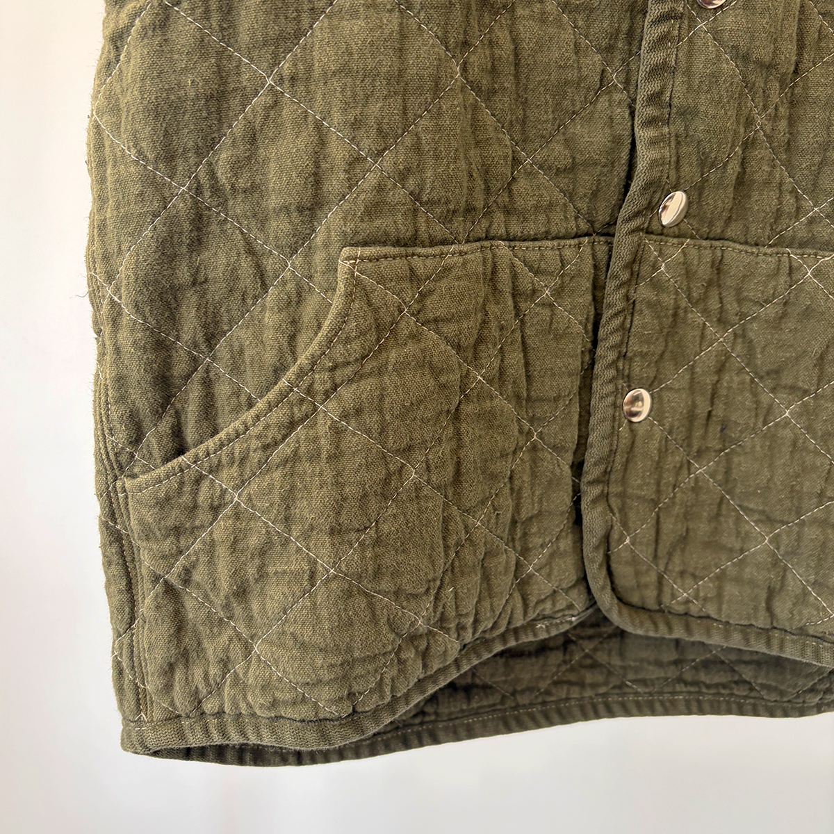 Quilted Snap Vest, Olive