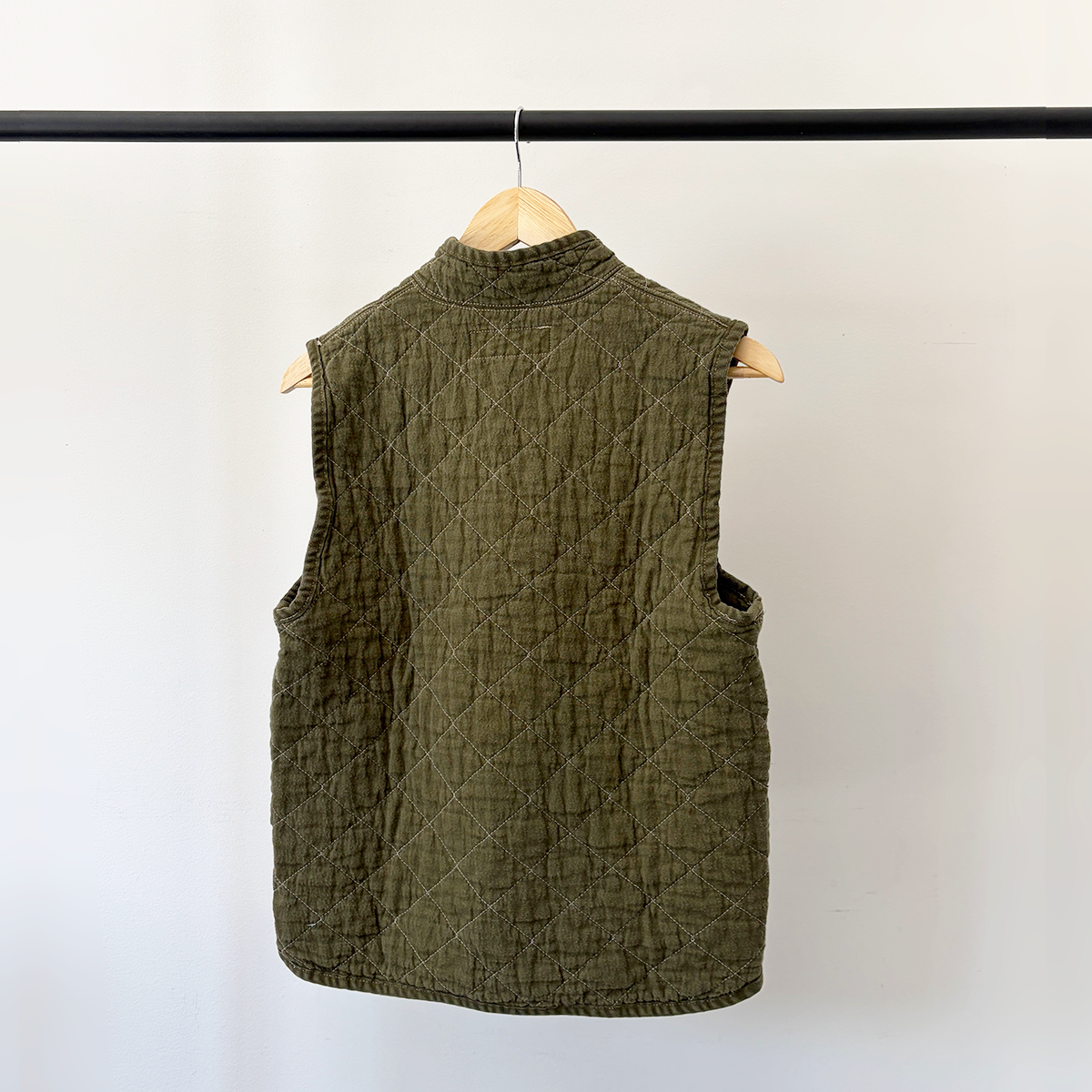 Quilted Snap Vest, Olive