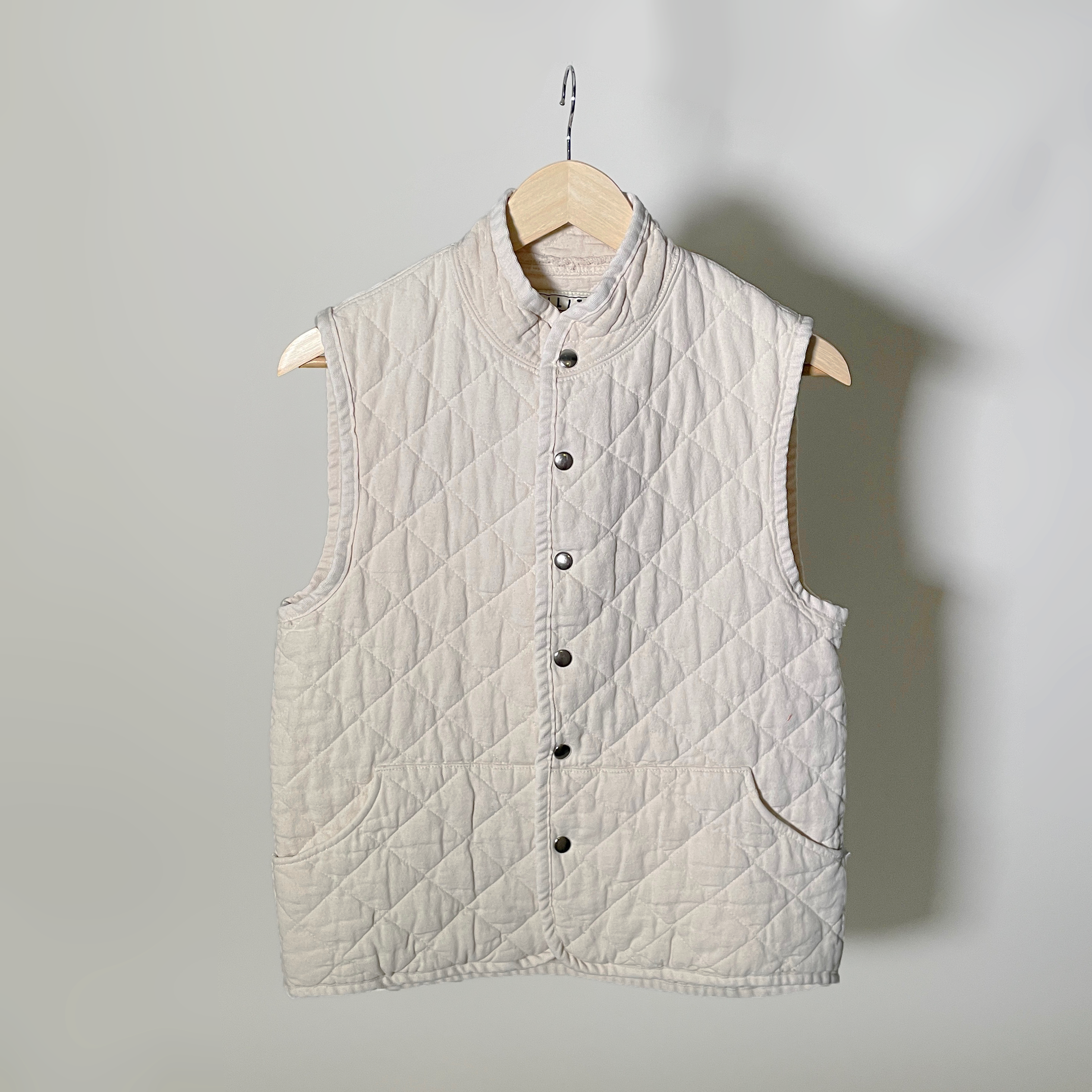 Quilted Snap Vest, Natural