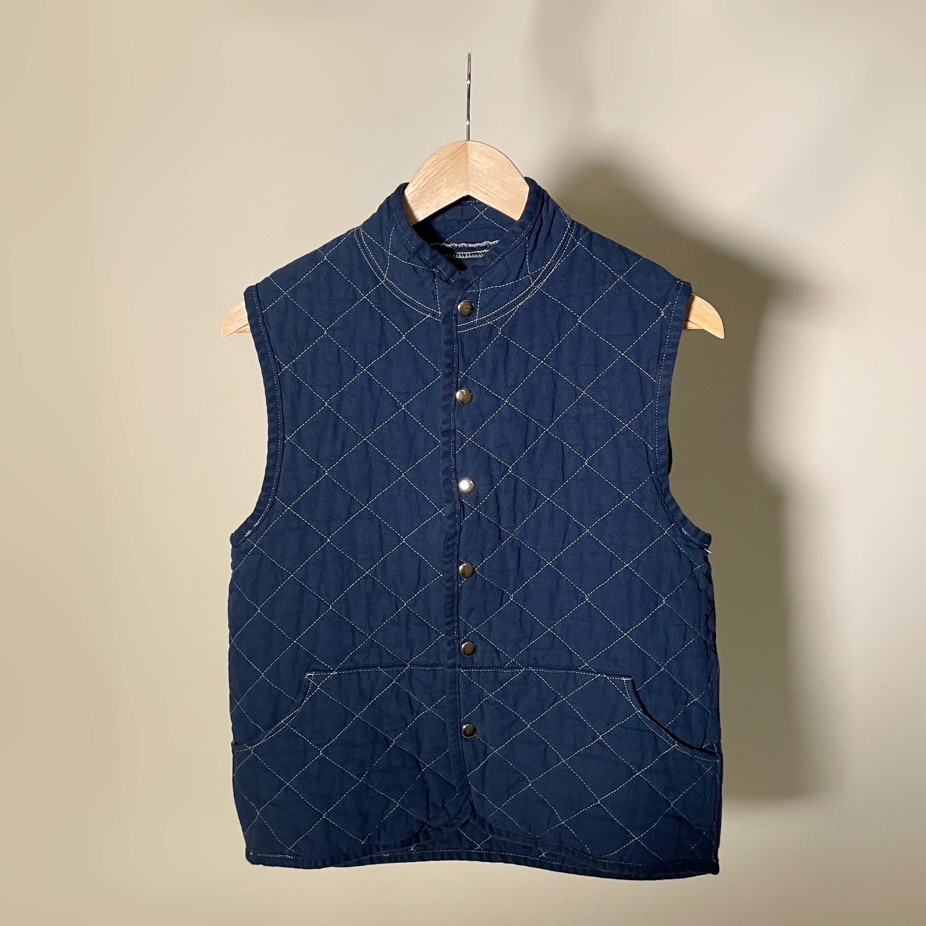 Quilted Snap Vest, Navy