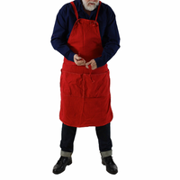 Utility Canvas Red Full Apron – Garment-Dyed with 5 Pockets