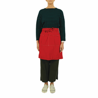 Utility Canvas Red Half Apron – Garment-Dyed with 5 Pockets