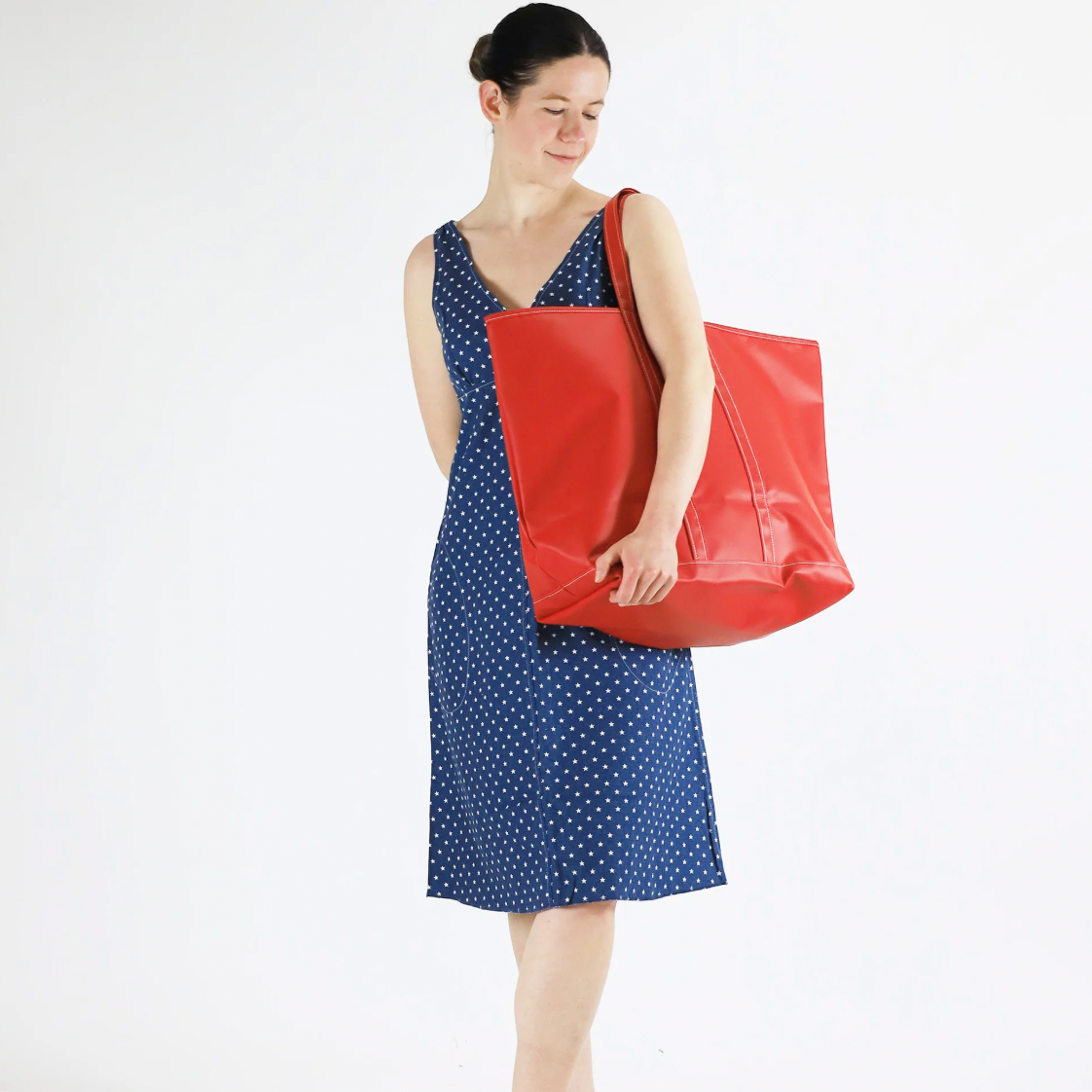 Utility Canvas Slip Dress, Navy with Tiny Stars – Lightweight Summer Dress