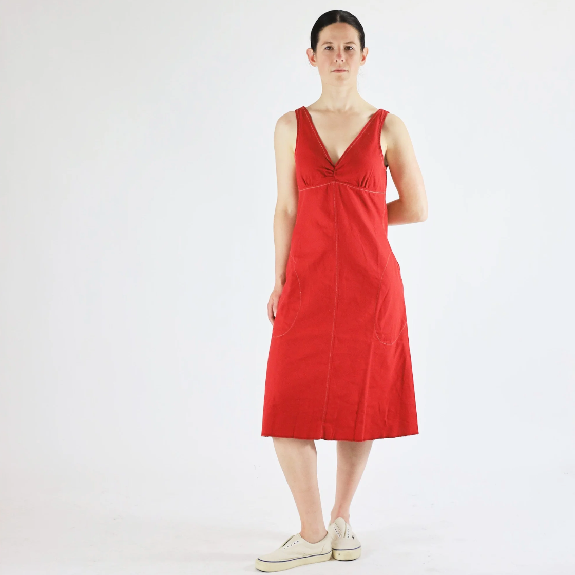 Utility Canvas Slip Dress, Red – Lightweight Summer Dress