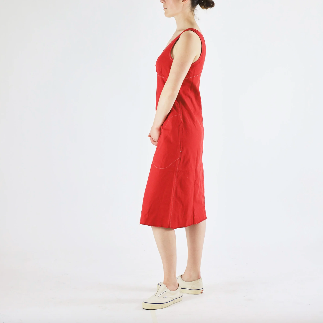 Utility Canvas Slip Dress, Red – Lightweight Summer Dress - Side