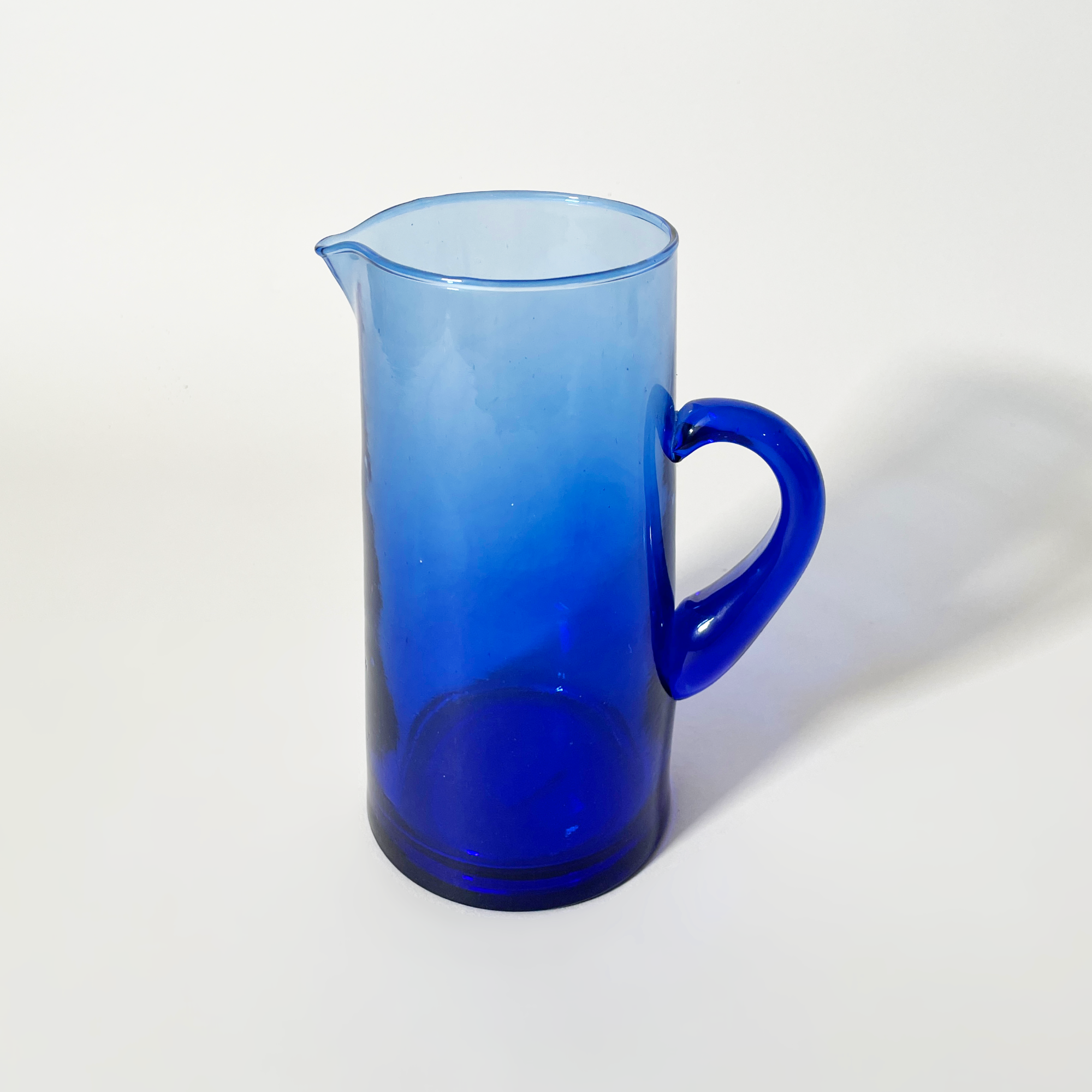 Verve Culture Moroccan Recycled Glass Pitcher, Blue – Hand-Blown Design