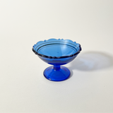 Vintage Blue Glass Scalloped Coupe, Single