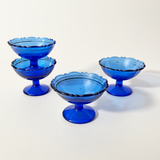 Vintage Blue Glass Scalloped Coupes
