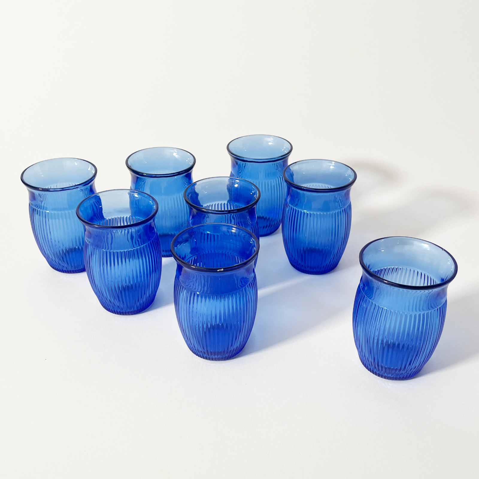 Vintage Blue Ridged Glasses, Group
