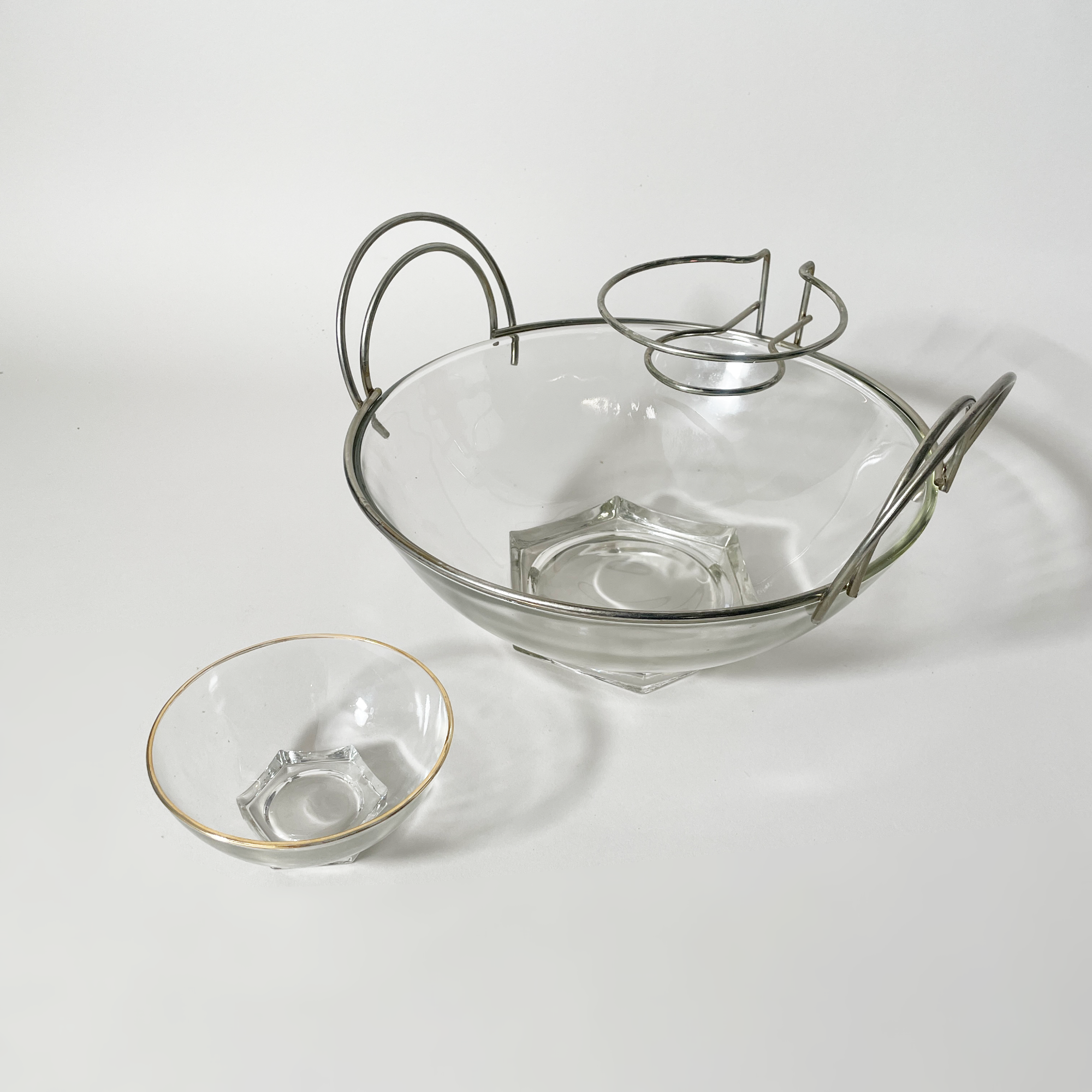 Vintage Handled Glass Chip & Dip Serving Set, Detail 2