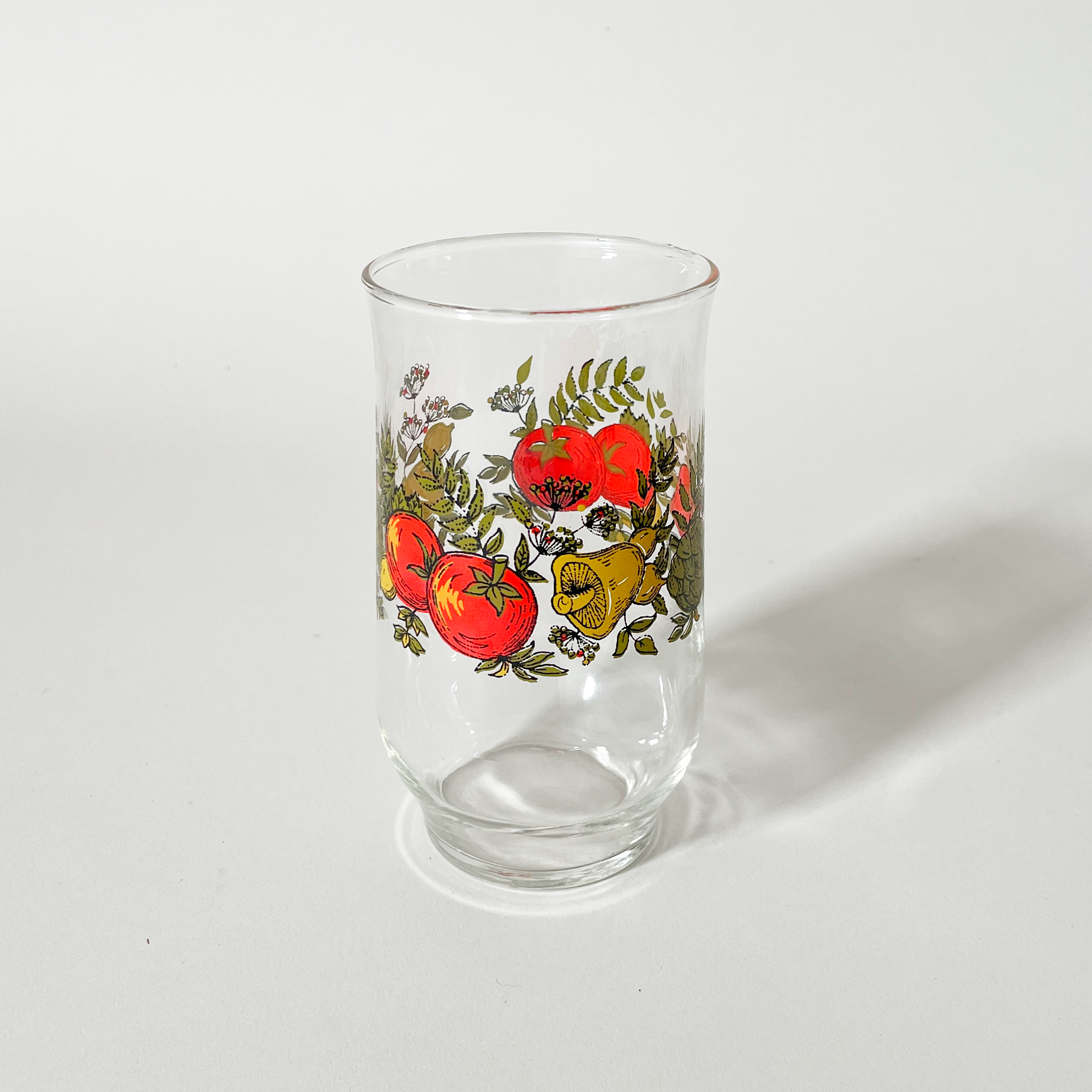 Vintage Vegetable Motif Printed Glasses - Sold As Pair