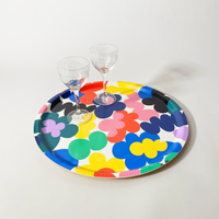  - Floral Round Serving Tray - R&D Goods